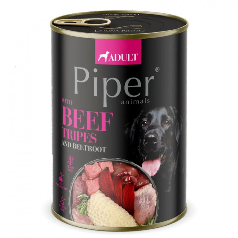 Консервирана храна за куче Piper Adult Dog с говеждо шкембе и червено цвекло