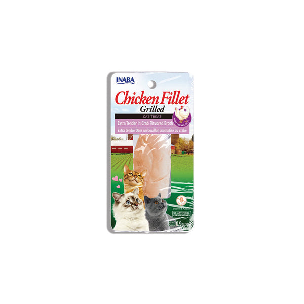 Натурално лакомство за котки Ciao Cat Treats Grilled Chicken Fillet Extra Tender in Crab Flavored гриловано пилешко филе, залято с бульон от морски раци; №1 в света мокро лакомство за котки