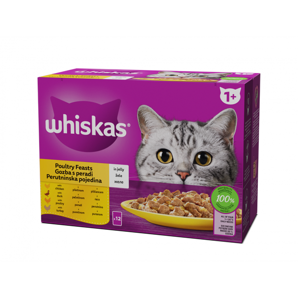 WHISKAS пауч за котка - Птичи Ястия - 12 бр. X 85г