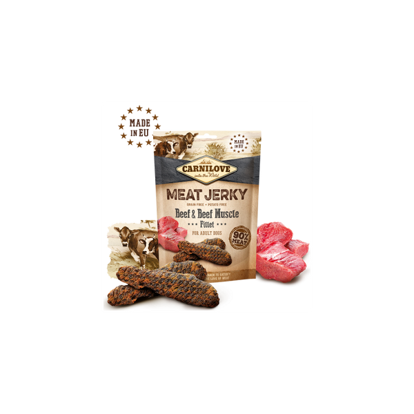 Carnilove Jerky Beef with Beef Muscle Fillet - кучешки лакомства под формата на вкусни барчета, с говеждо