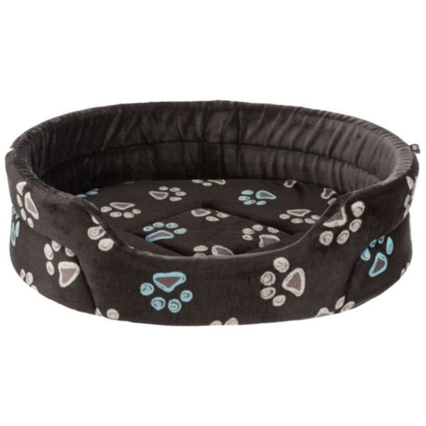 Овално, кучешко легло Trixie Jimmy bed oval с десен на лапички, бежово