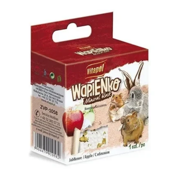 ZVP-1058 VITAPOL mineral block for small animals, apple, 1 pc, 40 g минерално блокче за малки животни
