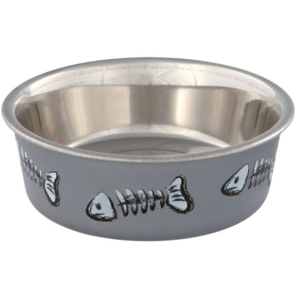 Котешка купа от неръждаема стомана Trixie Bowl, fishbone с дизайн на рибни кости