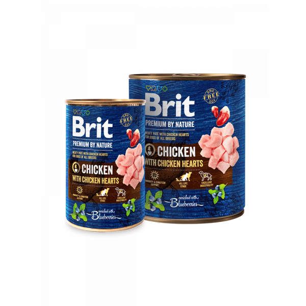 Brit Premium by Nature Chicken with Hearts - консервирана храна за кучета с пилешко и сърца 