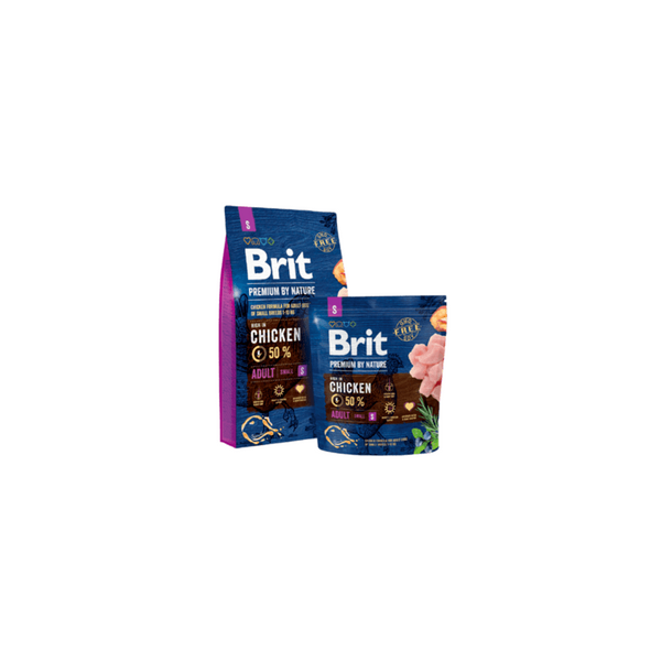 Суха храна за кучета BRIT PREMIUM ADULT S BY NATURE [ НОВА, ПОДОБРЕНА ФОРМУЛА ] с 50% прясно пилешко месо