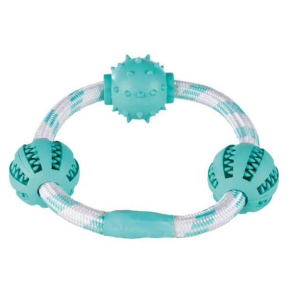 Дентална кучешка играчка Trixie Denta Fun Rope ring with balls въжен ринг с топки 