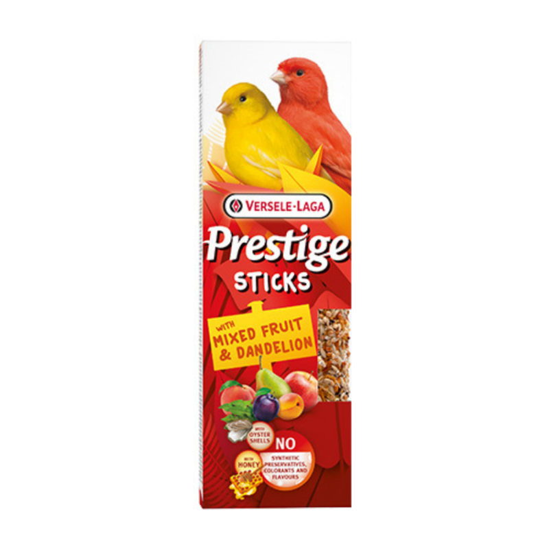 Versele Laga Prestige Sticks for Canaries with Mixed Fruit & Dandelion лакомство за канарчета с плодове и глухарче 2х30гр.