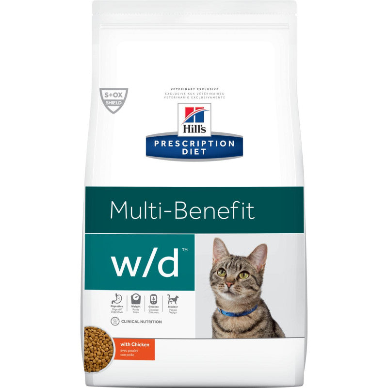 Hills Prescription Diet w/d - диета за състояния като колит, запек, мегаколон и за поддържане на телесно тегло и регулиране на липидния метаболизъм при хиперлипидемия 1.5 кг.