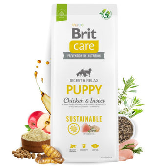 Brit Care Dog Sustainable Puppy Chicken&Insect - Супер премиум суха храна за подрастващи кученца от всички породи. С високоусвоим протеин от насекоми и пилешко месо