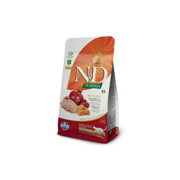 Храна за котки N&D CAT STERILIZED PUMPKIN,QUAIL & POMEGRANATE - за кастрирани, тиква с пъдпъдък и нар