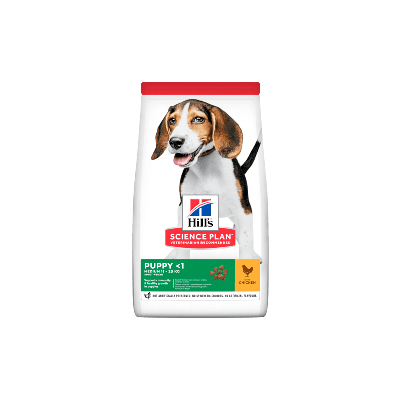 Hill’s Science Plan Canine Puppy Medium с пилешко - За подрастващи кучета от средните породи до 25 кг., от отбиването до 1г. 