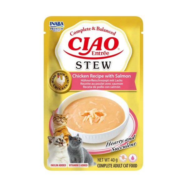 EU213Y CIAO Entrée Stew Chicken Recipe with Salmon  пауч за котки 40гр