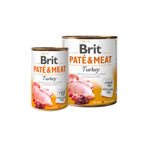 BRIT PATÉ & MEAT - TURKEY - консервирана храна за кучета с 26% прясно пуешкоо 24% пилешко