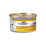 Мокра храна в консерва за котки PURINA GOURMET Gold Хапки в Сос Пиле и Черен Дроб 85гр.