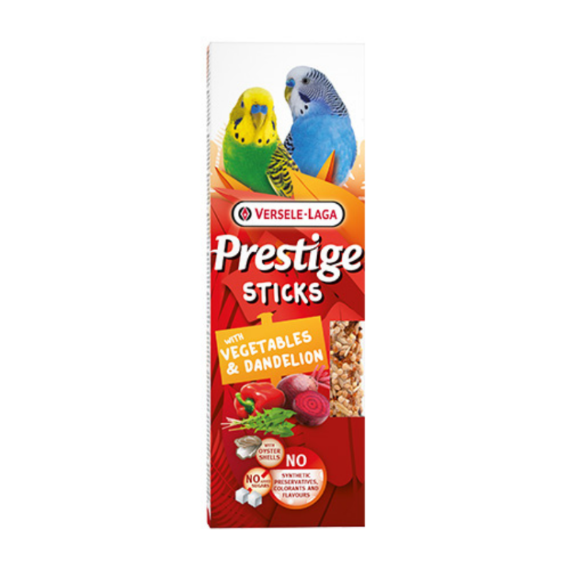 Versele Laga Prestige Sticks Budgies Vegetables & Dandelion - лакомство за вълнисти папагали със зеленчуци и глухарче 2х30гр.