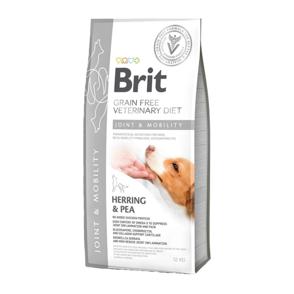 Пълноценна, суха храна за кучета Brit Veterinary Diets Joint & Mobility за поддържане на здравето на ставите и подобряване на подвижността с Херинга и грах, БЕЗ ЗЪРНЕНИ КУЛТУРИ 