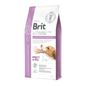 Пълноценна,хипоалергенна суха храна за кучета  Brit Veterinary Diets Dog Ultra-hypoallergenic  с насекоми и грах