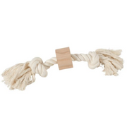 Въжена играчка за кучета - Zolux wild rope toys - с два възела и дървен пръстен, 35 см