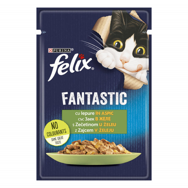Храна  в пауч  за коте PURINA FELIX Fantastic Заек 85гр.