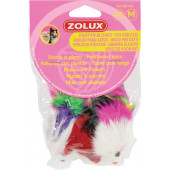 Играчка за котка Zolux FEATHER MICE - комплект от три мишки с козина 