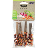 Натурално лакомство от Райската градина - Zolux Eden  - Дървени клонки за гризане с микс от морков, пъщарнак и цвекло, 36 гр
