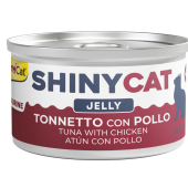 Пълноценна консервирана храна за котки GimCat SHINYCAT JELLY TUNA WITH CHICKEN парченца пилешко месо и риба тон в желе