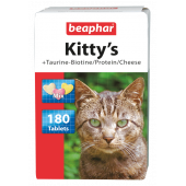 Beaphar Kittys Taurine Biotine Protein Cheese - витаминно лакомство с таурин, биотин, протеини и сирене 180 таблетки