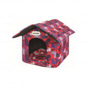 Текстилна къщичка Camon подходяща за кучета и котки 38x35x37h / десен на сърца