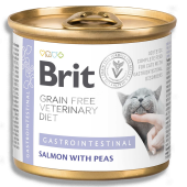 Пълноценна,консервирана храна Brit Veterinary Diets Gastrointestinal за котки с храносмилателни разстройства със Сьомга и грах, БЕЗ ЗЪРНЕНИ КУЛТУРИ