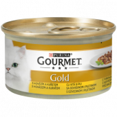 Мокра храна в консерва за котки PURINA GOURMET Gold Двойно Удоволствие Говеждо и Пиле 85гр.