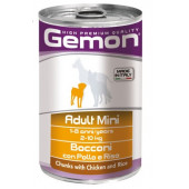 Консерва DOG GEMON Adult Mini -за кучета от дребните породи, хапки с пиле и ориз 415 гр.