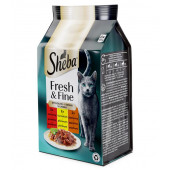 Паучове за котки SHEBA Fresh & Fine с пилешко, говеждо и патешко месо в сос