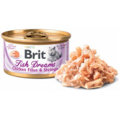 Brit Fish Dreams Chicken Fillet & Shrimps - консервирана храна за котки с пилешко филе и скариди 80 гр.