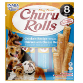 Лакомство за капризни кучета Churu Dog Treats Rolls Chicken Recipe wraps Chicken with Cheese близалка с пълнеж от пилешко месо и сирене