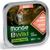 Monge BWILD Grain Free Adult със сьомга и зеленчуци – пастет терин без зърнени храни – за котки в зряла възраст