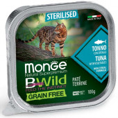 Monge BWILD Grain Free Sterilised с риба тон и зеленчуци – пастет терин без зърнени храни – за кастрирани котки в зряла възраст 