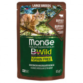 Monge BWILD Grain Free Large Breeds с биволско и зеленчуци – пауч с хапки в сос 