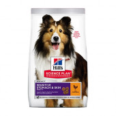 Hill’s Science Plan Adult Sensitive Stomach & Skin – Пълноценна суха храна за кучета над 1 година с чувствителен стомах и чувствителна кожа. 