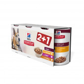 Консервирана храна Hills Dog Adult с пилешко, телешко и пуешко месо, 2 бр. + 1 бр. ПОДАРЪК