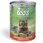 Leo’s Sterilised с пуешко – консерва хапки в сос – за кастрирани котки в зряла възраст 415 гр.