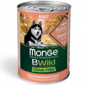 Monge BWILD Grain Free Adult– хапки в сос със сьомга, тиква и тиквички 400 гр.