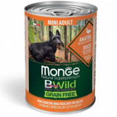 Monge BWILD Grain Free Mini Adult– хапки в сос с патешко, тиква и тиквички за кучета в зряла възраст от мини породи 400 гр.