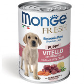 Monge Fresh Puppy с телешко и зеленчуци – хапки в пастет за подрастващи кученца от отбиването до 1г. 400 гр.