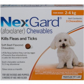 NexGard - овкусени таблетки за защита от бълхи и кърлежи, за кучета с тегло от 2 до 4 килограма