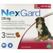 NexGard - овкусени таблетки за защита от бълхи и кърлежи, за кучета с тегло 25 до 50 килограма