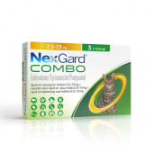 Nexgard Combo - Spot on пипети за вътрешно и външно обезпаразитяване при котки от 2,5 кг до 7,5 кг. 