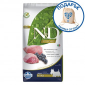 N&D Grain Free Mini Adult - пълноценна храна с агнешко месо и боровинки, за кучета от дребни породи над 12 месеца - 7кг  + подарък раница от плат