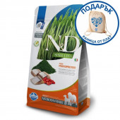 N&D SPIRULINA DOG HERRING & WOLFBERRY ADULT MEDIUM & MAXI - пълноценна храна със спирулина за кучета над 1г. от средните и едри породи, с херинга и годжи бери