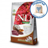 Суха храна за кучета N&D DOG QUINOA SKIN&COAT MEDIUM & MAXI ADULT VENISON - с еленско, киноа и кокос 7кг + подарък раница от плат