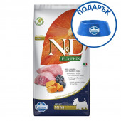 N&D Pumpkin Adult Mini Lamb&Blueberry за пораснали кучета от малките породи с агнешко месо, тиква и боровинка 7кг + подарък купичка